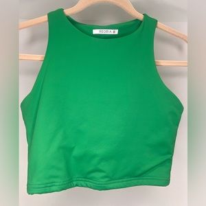 NEVER WORN green high neck workout crop